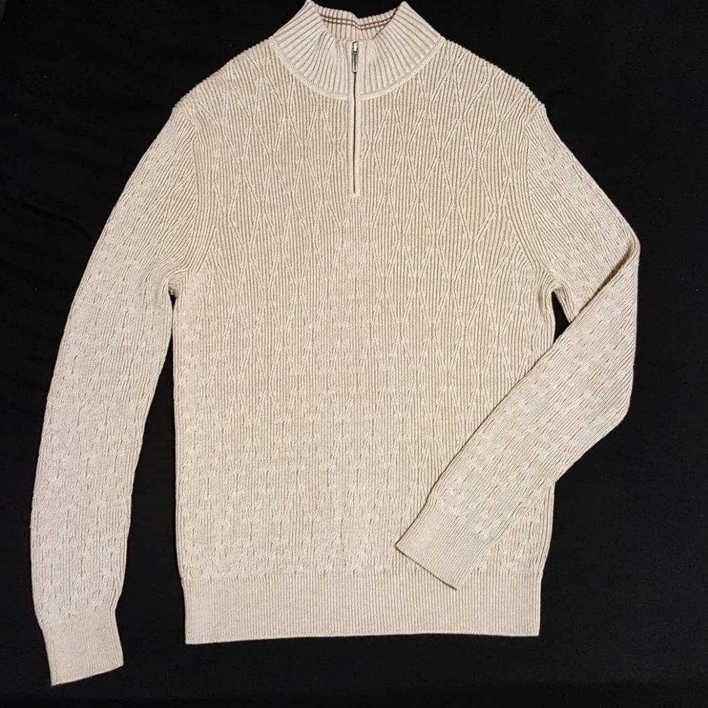 Tommy Bahama Cream Tenorio Half-Zip Sweater - M